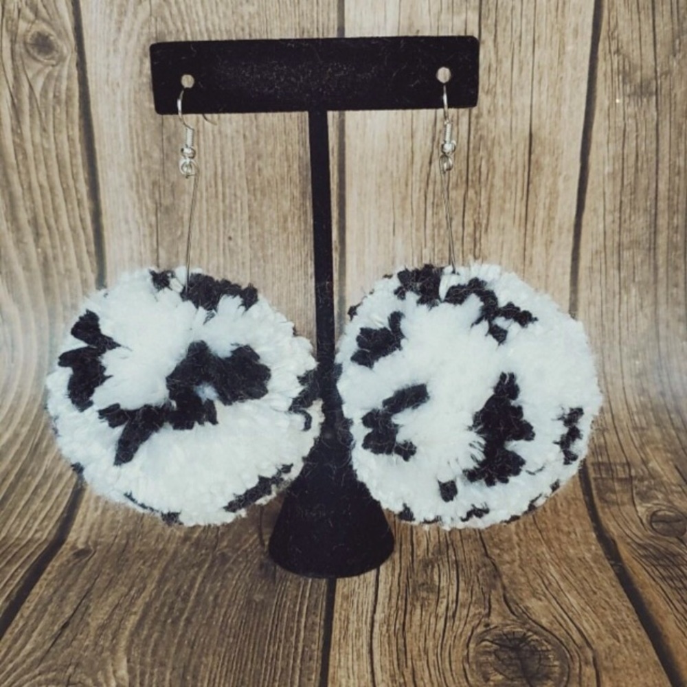 Large handmade Pom earrings